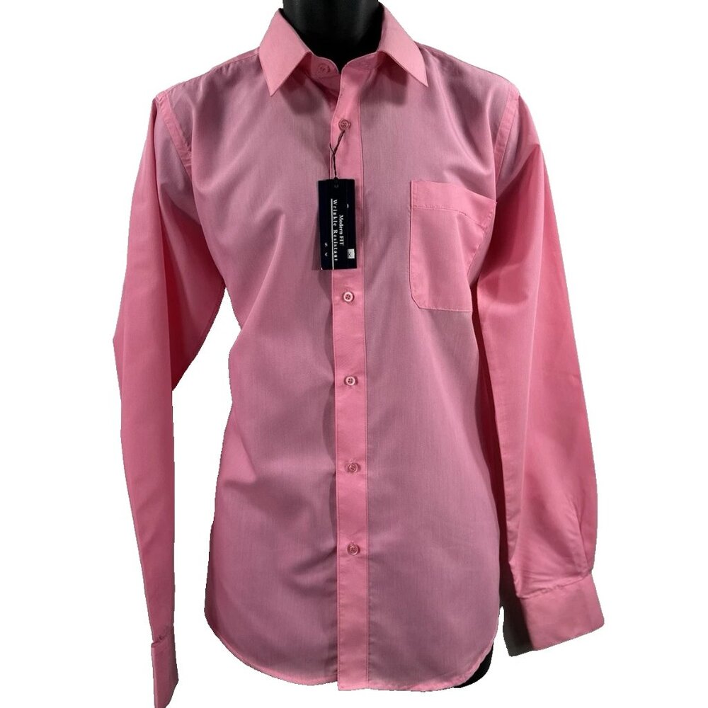 Valerio Men's Dress Shirt Rose Pink Modern Fit Long Sleeve Size 15.5 34/35